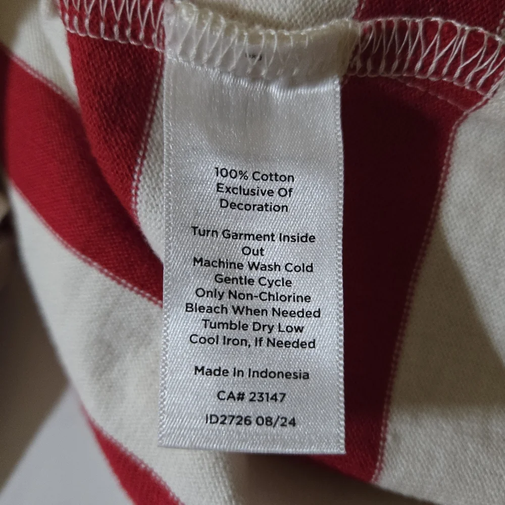 Talbots Red & White Striped Long Sleeve Pullover Top With ❤️ L'Amour Detail NWT - Picture 11 of 11